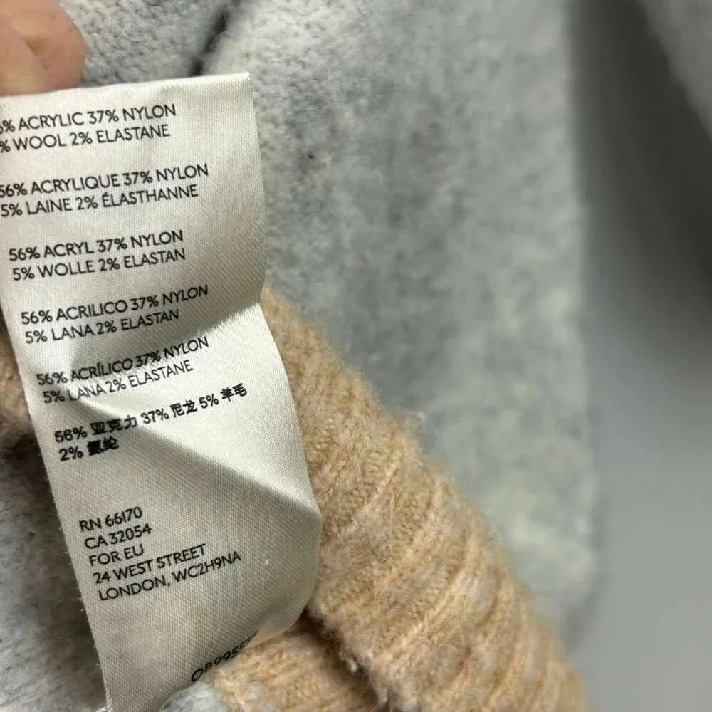 Free People Women's Medium Wool Blend Significant Other Hooded Sweater Gray/Tan - Picture 8 of 16